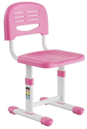 Sediolina per Bambini con Regolabile in Altezza da 32 a 44 cm, Sedia Scrivania Bambini Stazionaria Senza Ruote, Struttura in Acciaio e Plastica, con Base Antiscivolo (Rosa)