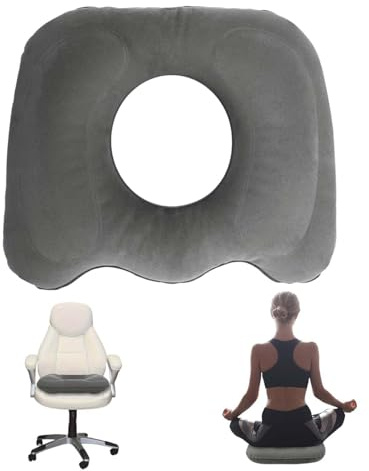 Aufblasbares Donut-Kissen,Ergonomisches Sitzkissen,Orthopädisches Sitzkissen,Aufblasbares Orthopädisch Kissen,für Bürostühle, Rollstühle,Hämorrhoiden,Steißbeinschmerzen,Rückenschmerzen (dunkelgrau)