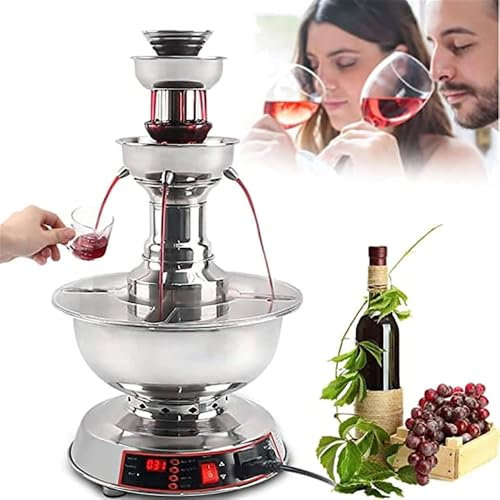 PODEC Electric Wine Fountain Machine, 3-Tier Party Beverage/Champagne Fountain Equipment, 3.5L Capacity & 0~100℃ Temperature Adjustable, Exert Aroma Fully for Wine, Champagne, Water, Juice