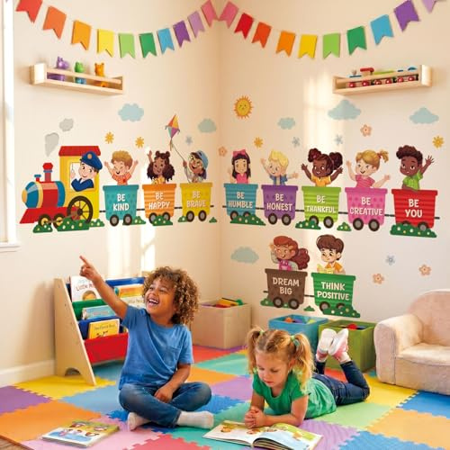 DECOWALL Positive Affirmation Train Wall Stickers Decals (SG2-2512)