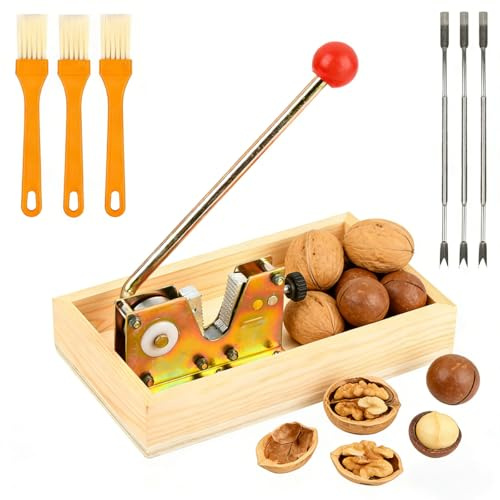 OctBird Casse Noisette Pécan en Métal Casses Noix Professionnel sans Effort Casse Amande, Nussknacker Walnüsse Nut Cracker avec 3 Aiguille à Noix et 3 Brosse