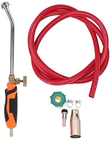 Flüssiggas-Flammenpistole, 30-mm-Düse, Doppelschalter, Flammenwerfer, Taschenlampe für Camping, Grillen, Schweißen im Freien, mit Präzisions-Druckgussventil, Naturkautschuk-Gasrohr (Einzelschalter)