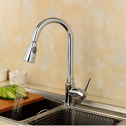 XCHSXYL All Copper Nickel Drawing Orb Spray Black Paint Antique Cold Water Mixer with Pull Out Spray Head Kitchen Faucet Kitchen Sink Faucet Single Handle Rotation,Nickel Wire