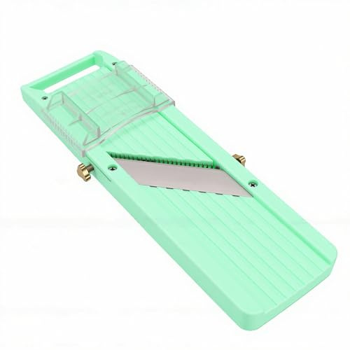 Ejoyous Vegetable Slicer Japanese Stainless Steel Mandoline Slicer with Ergonomic Handle and Non Slip Base Adjustable Cuts for Salads Stir Fries Home Cooks (S Green)