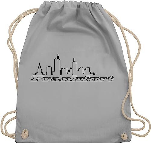 Turnbeutel Rucksack - Frankfurt Skyline FRA - Unisize - Hellgrau - stadt frankfurter stoffrucksack städte beutelrucksäcke country beutel beuteltasche beutelrucksack stoffbeutel kinderbeutel bag