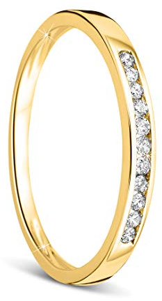 OROVI Damen-Ring Memoire Hochzeitsring GelbGold 9 Karat (375) Brillianten 0.10 carat Verlobungsring Diamantring