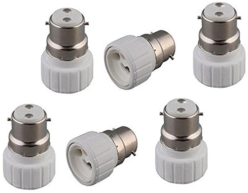 TWDRTDD Lot de 6 adaptateurs de douille B22 vers GU10, culot à baïonnette B22 vers culot GU10, Blanc, Plastique, Céramique, Métal