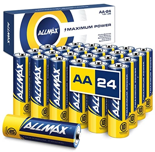 Batterie Alcaline AA MIGNON (LR6) Allmax Maximum Power (24 pezzi): Durata ultra-lunga, conservazione per 10 anni, tenuta stagna, compatibili con i dispositivi(1,5 Volt)