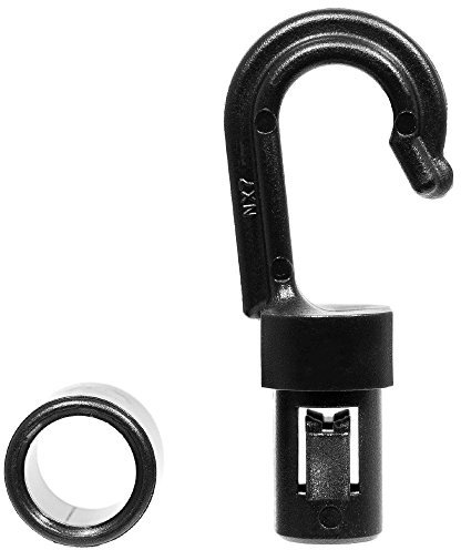 West Coast Paracord 1/4 inch Black Plastic Open Closure Cord End Hooks - Available in Packs of 5, 10, 25, 50, and 100