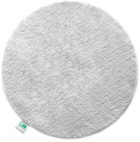 casa pura Tapis de Bain Antidérapant - Tapis de Douche | Tapis Salle de Bain, WC, Toilette, Sortie de Douche | Epais, Absorbant & Moelleux | Microfibre (Gris Argent - Rond 95 cm)