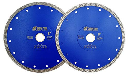 SHDIATOOL Diamanttrennscheibe X Mesh Turbo Felgensegment 2pcs Heißgepresstes gesintertes Kreissägeblatt für Fliesenmarmor Durchmesser 8