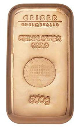 TopschnaeppchenDSH 500 g Kupferbarren - Schloss Güldengossa - Kupfer 999,9 gegossen
