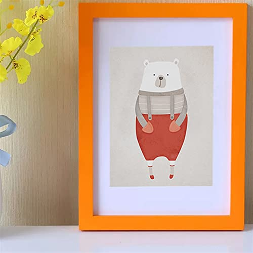 Ommda Bilderrahmen Holz mit Glas Modern Fotorahmen Zertifikat Zum Aufhängen für Wand Home Deko,Orange,A4