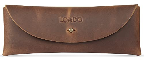 Londo Feder- und Federmäppchen aus echtem Leder im Retro-Stil – Metalldruckknopf, Federmäppchen, Schreibwarentasche