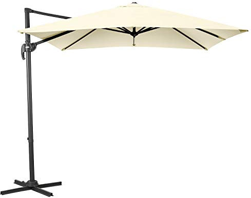 CHRISTOW 2.5m Square Cantilever Parasol, Hanging Banana Umbrella, Outdoor Patio Garden, UV-Resistant, Tilt & Rotate