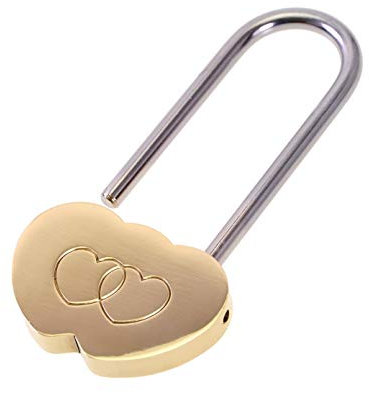 Love Lock,VerRich 3.5Double coeur cadenas en laiton massif Wish Lock Amour éternel pour les amoureux de mariage, Saint-Valentin, anniversaire, voyage (AUCUNE clé)