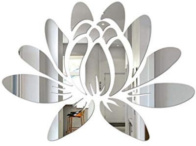 1 pc Lotus Sticker Mural Miroir Acrylique Fleur Peel and Stick Stickers Muraux Stickers Muraux Murales pour Chambre Salle De Bains Salon