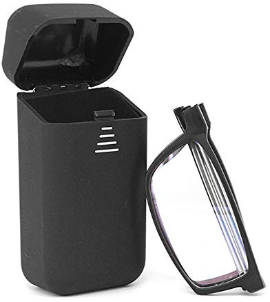 KoKoBin Pieghevole Anti Luce Blu Occhiali da Lettura Per uomo e donna con fionda specchio telescopico gambe con una scatola portatile Per viaggiare (nero, 1.5)