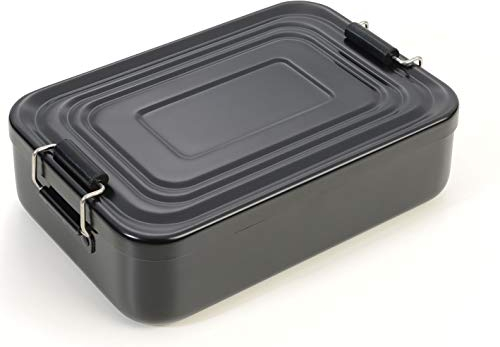 TROIKA Lunchbox mit Bügelverschluss Aluminium Schwarz, Größe: 11,6cm x 17,9cm x 5,5cm, BOX82