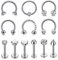Sunligoo 12er 16G Lippenpiercing Nasenpiercing Set Chirurgenstahl Monroe Labret Stud & Ring Septum Hufeisen Ring Tragus Helix Knorpel Ohrstecker Lippenpiercing Silber