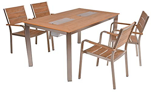 5-TLG. Alu Tischgruppe Florence Garten Tisch Gartenmöbel Sitzgruppe Terrasse