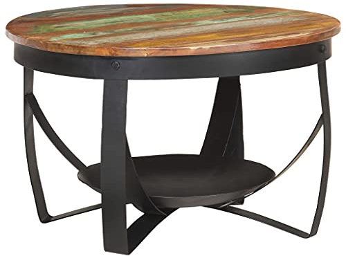 vidaXL Couchtisch Industriestil Beistelltisch Wohnzimmertisch Kaffeetisch Sofatisch Teetisch Tisch Ø68x43cm Recyceltes Massivholz Eisen