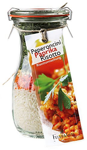 Gourmet Fertigmischung für Paprika Peperocini Risotto Mini /250 ml – Raffinierte Rezeptideen im Glas für leckere Gerichte – von Feuer & Glas