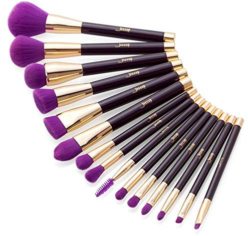Eljjhah G1 T114 Lot de 15 pinceaux de maquillage Bleu/violet
