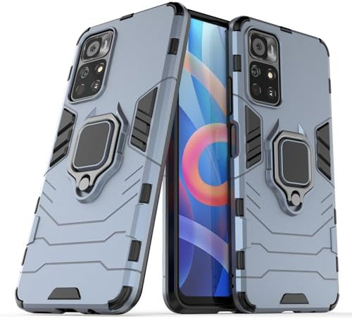 Max Power Digital Cover per Xiaomi Poco M4 Pro 5G con Anello, Custodia Supporto Magnetica Rigida Resistente Antiurto Protettiva Calamita Bumper Case (Xiaomi Poco M4 Pro 5G, Blu Navy)