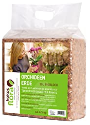 KOKOSFLORA Premium Kokoschips 50L Bigblock - Torffreie Erde für Zimmerpflanzen, Balkonkästen, Gartenbeete, Orchideen - 100% biologisch abbaubar (1 x 4.5 kg - 50 L)