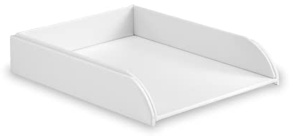 OSCO Weiße Briefablage aus Kunstleder, A4, leicht stapelbar, Schreibtisch-Ordner, Papieraufbewahrung, Büro-Dokumentensortierer, Papierablage, Keine Erhöhungen erforderlich, H 6,3 x B 24,5 x T 33 cm