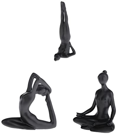 Colcolo 3 X Moderne Yoga Statuen, Schwarze Weibliche Skulptur, Yoga Pose,
