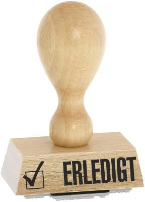 Office-Stempel/Lagertext – ERLEDIGT - von Kaufhaus2010 Buchenholzstempel – Lagertextstempel zur Kennzeichnung von Rechnungen und anderen Dokumenten 4 cm lang