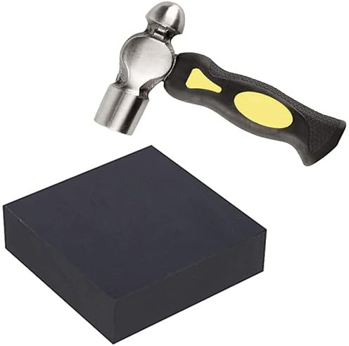 Gummi-Bank-Block-Set (10,2 x 10,2 cm), Metall-Stempelhammer (15,2 cm) für Metallstempel-Set, Schmuckreparaturen, Juwelier-Gummi-Stempelblock