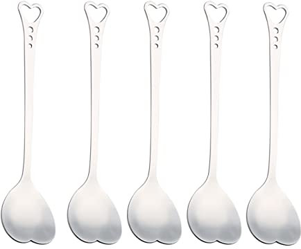 20 Pieces Heart Shaped Stainless Steel Dessert Spoons 5.7inch Coffee Spoon Teaspoon Stirring Spoon Ice Cream Spoon for Home, Restaurant Kitchen, Cafe or Bar.