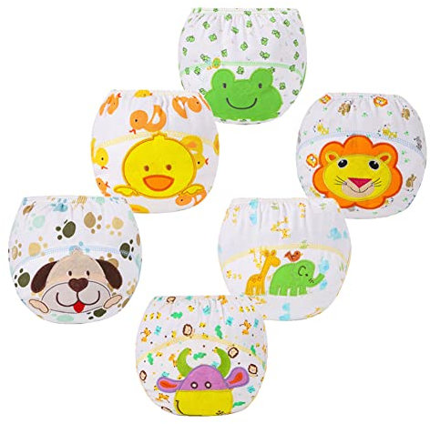 FedMois Baby Potty Training Pants Boys Girls Training Underwear Reusable (6 Pack), Animals, 2-3 Years
