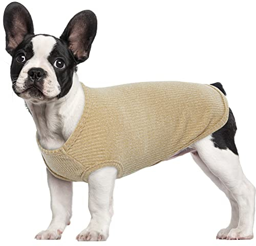 Hjumarayan Hundepullover Mittelgroße Hunde - Dünn Hunde Pullover Waschbar Hundepulli Gestreifte Hunde Shirt Elastisch Hunde Pullis, Hundepullover Fleece für Corgi Dackel (Gelb M)