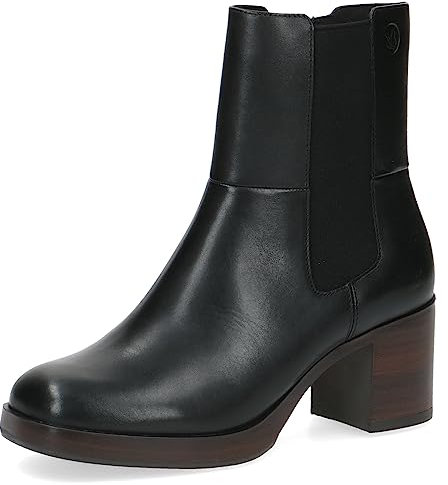 CAPRICE Damen Stiefeletten mit Absatz Memotion aus Leder Blockabsatz Weite G, Schwarz (Black Nappa), 39 EU
