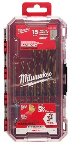 Milwaukee Shockwave - Kit de brocas de titanio con 15 piezas 48-89-4670