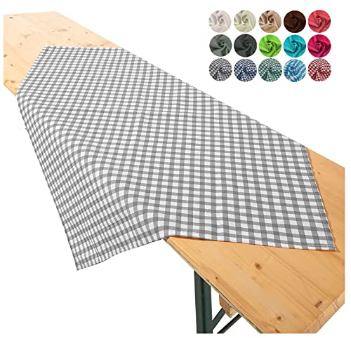 heimtexland ® Tischdecke Mitteldecke Biertisch Garten Tischdeko Landhaus Typ861 Vichy Karo Grau 90x90 cm