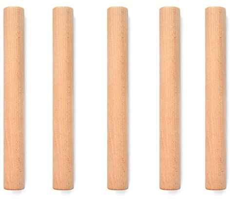 5 Stück Holz Nudelholz, Teigroller Buchenholz, Buchenholz Nudelholz, Für Pizza, Nudeln, Brot(Braun)