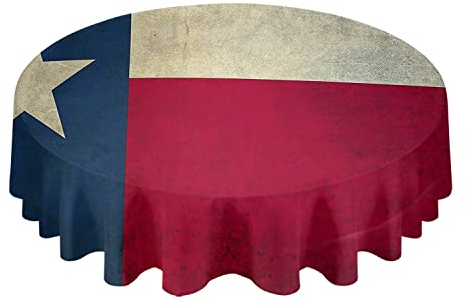 Wachstischdecke 152cm Stern-Rote Weiße Streifen-Puerto-Rico-Flagge Tischdecke Rund Wachstuch Abwaschbar Wachstischdecke Für Indoor Abendessen Picknick