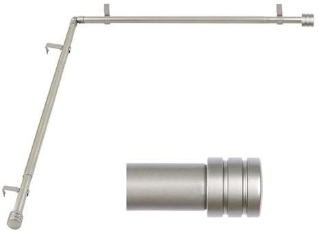 HOTOZON Gardinenstangen für Eckfenster, 91,4 bis 183,9 cm, Teleskopstange, Antiksilber, Endkappen-Endstücke, 2,5 cm