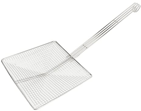 Cuchara Espumadera, Cuchara Colador Cuadrada de Acero Inoxidable, Cucharón Espumadera, Colador de Malla para Aceite de Fritura Cuchara Espumadera para Cocinar, Freír (Malla Gruesa)