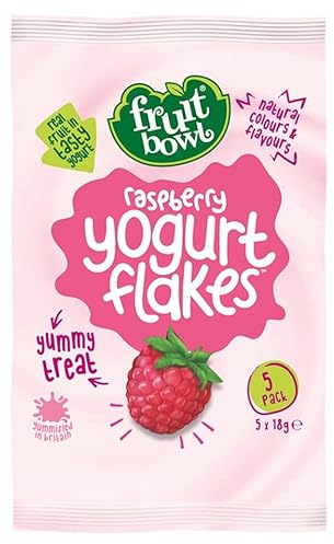 Fruit Bowl Raspberry Yogurt Flakes 5x18g | Gluten free | Fruit pieces made with concentrated apple and raspberry purees in a yogurt flavoured coating