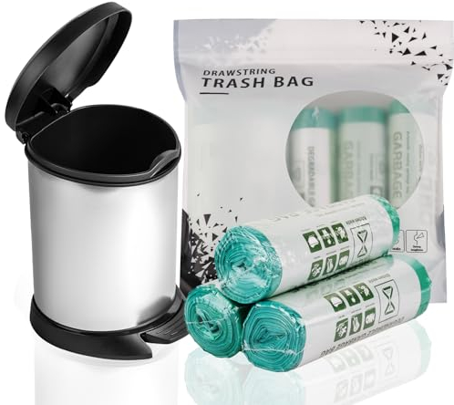 Biodegradable Bin Liners 100 Counts, 10L Small Food Waste Bag Recycle Garbage Bag, Thick Degradable Rubbish Bag Compostable For Household/Garden Trash Bags in Kitchen, Office, Home, Pet.
