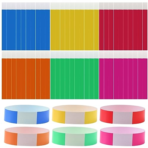 Sporgo 600 Eintrittsbänder aus Tyvek: Wasserfeste Festival Bänder Einlassbändchen 6 Farben, Bändchen Papier-Armbänder 19 x 255mm für Sicherheit bei Veranstaltungen Events Hochzeit Partys