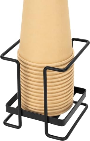 Adorila Dispenser per tazze da bagno, piccolo porta bicchieri di carta usa e getta, in metallo, organizer per bevande e caffè, per casa e ufficio (piccolo, nero)