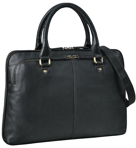 STILORD 'Celine' Borsa per Laptop in Pelle 13,3 Pollici - Elegante Tracolla Donna Professioniste - Pc da Lavoro Gentili Portadocumenti, Colore:nero