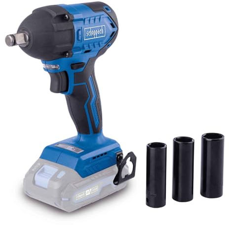 Scheppach Akku-Schlagschrauber BC-IW350-X 20V Brushless | Drehmomentstufen 180-350 - 370Nm | Schlagzahl 3600bpm | Aufnahme ½ | 20V-IXES-Serie | 3x Steckschlüssel (17,19,21mm) | Ohne Akku & Ladegerät